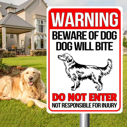 Dog Lovers - Warning Beware of Dog Will Bite - Personalized Metal Sign - The Next Custom Gift