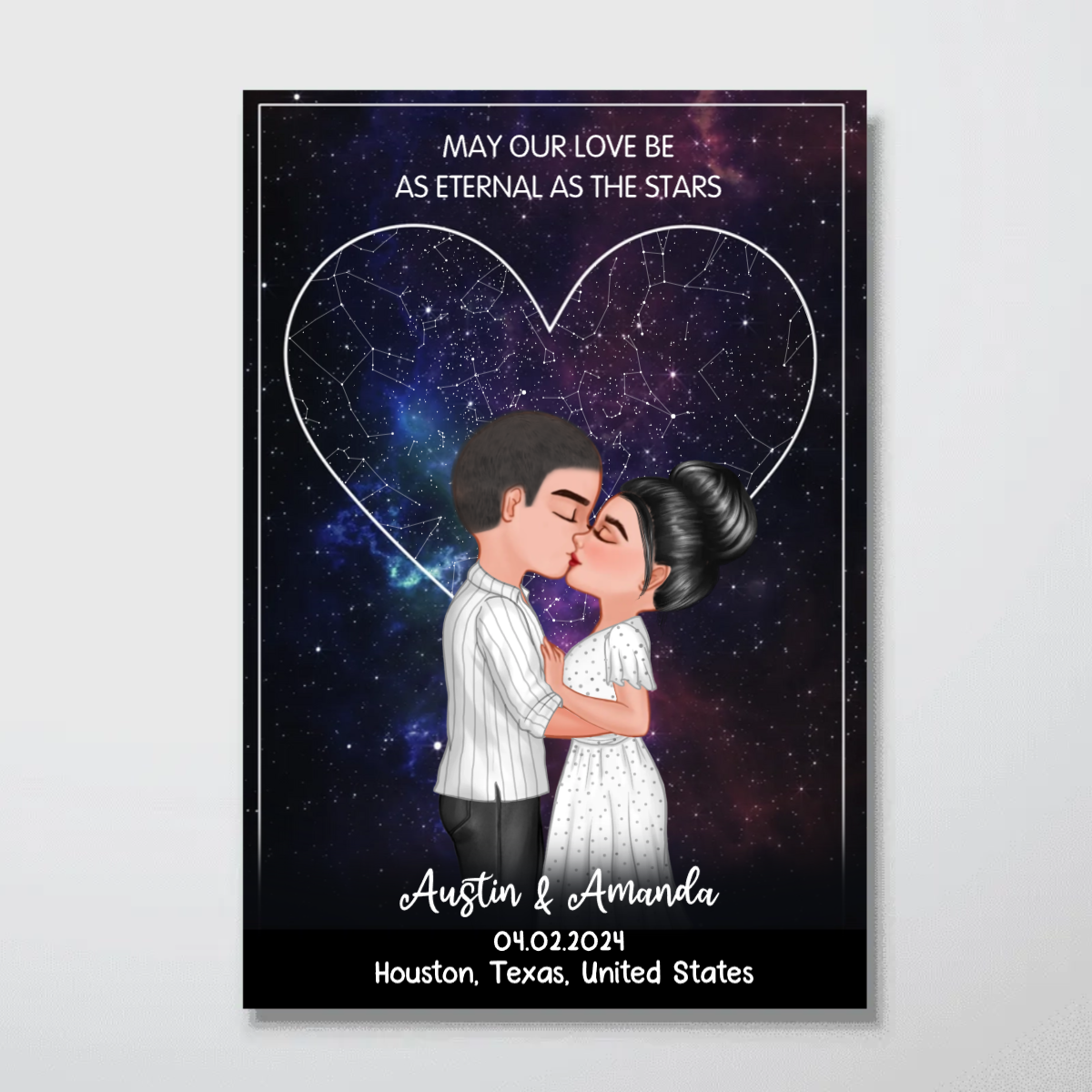 May Our Love Be as Eternal as the Stars Personalized Poster, Custom Star Map by Date & Location, Unique Heartfelt Anniversary, Birthday Gift for him, Gift for her