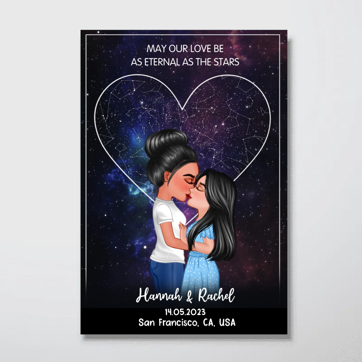 May Our Love Be as Eternal as the Stars Personalized Poster, Custom Star Map by Date & Location, Unique Heartfelt Anniversary, Birthday Gift for him, Gift for her