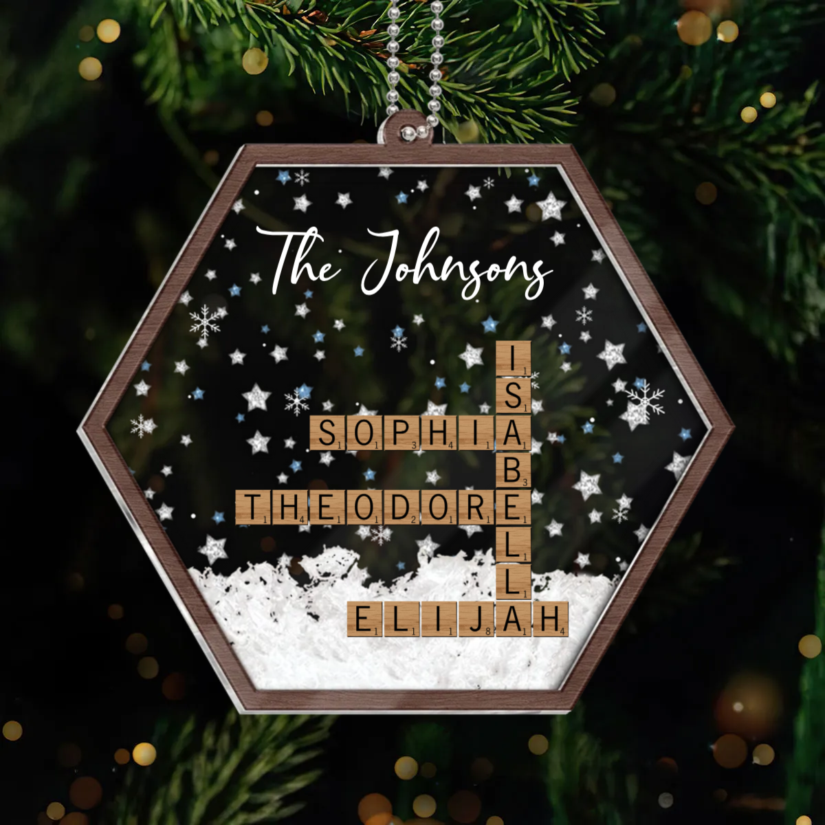 Family Crossword Puzzle Art Keepsake Christmas Personalized Acrylic Ornament