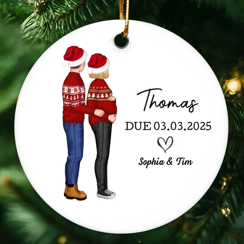 New Baby Arrival Keepsake, Expecting New Baby Ornament, Personalized Baby Due Christmas Ornament, Pregnancy Announcement Ornament