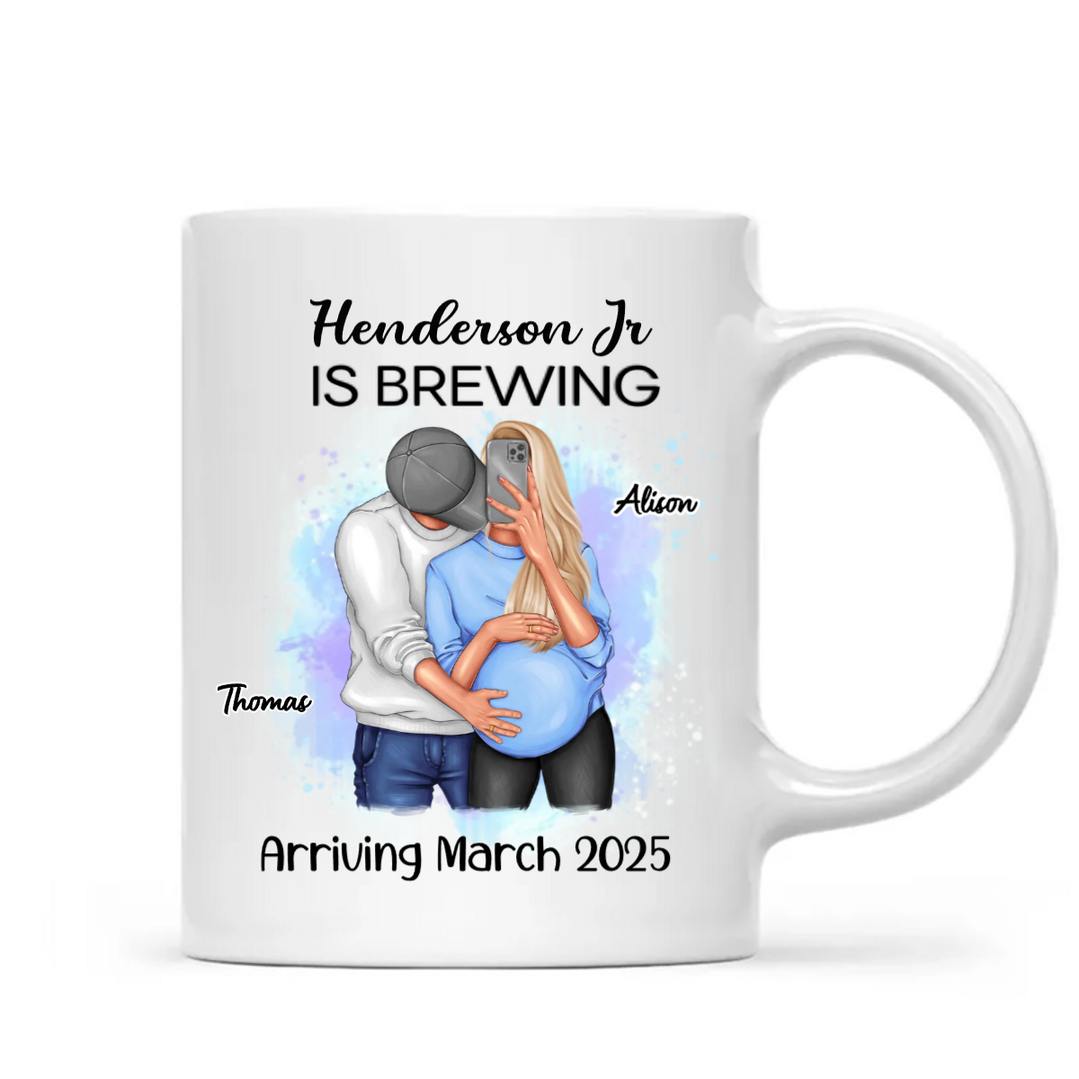 Baby Is Brewing Pregnancy Hugging Couple Personalized Mug Expecting Mom Gift, Expecting Parents Gift, Valentine's Day Gift