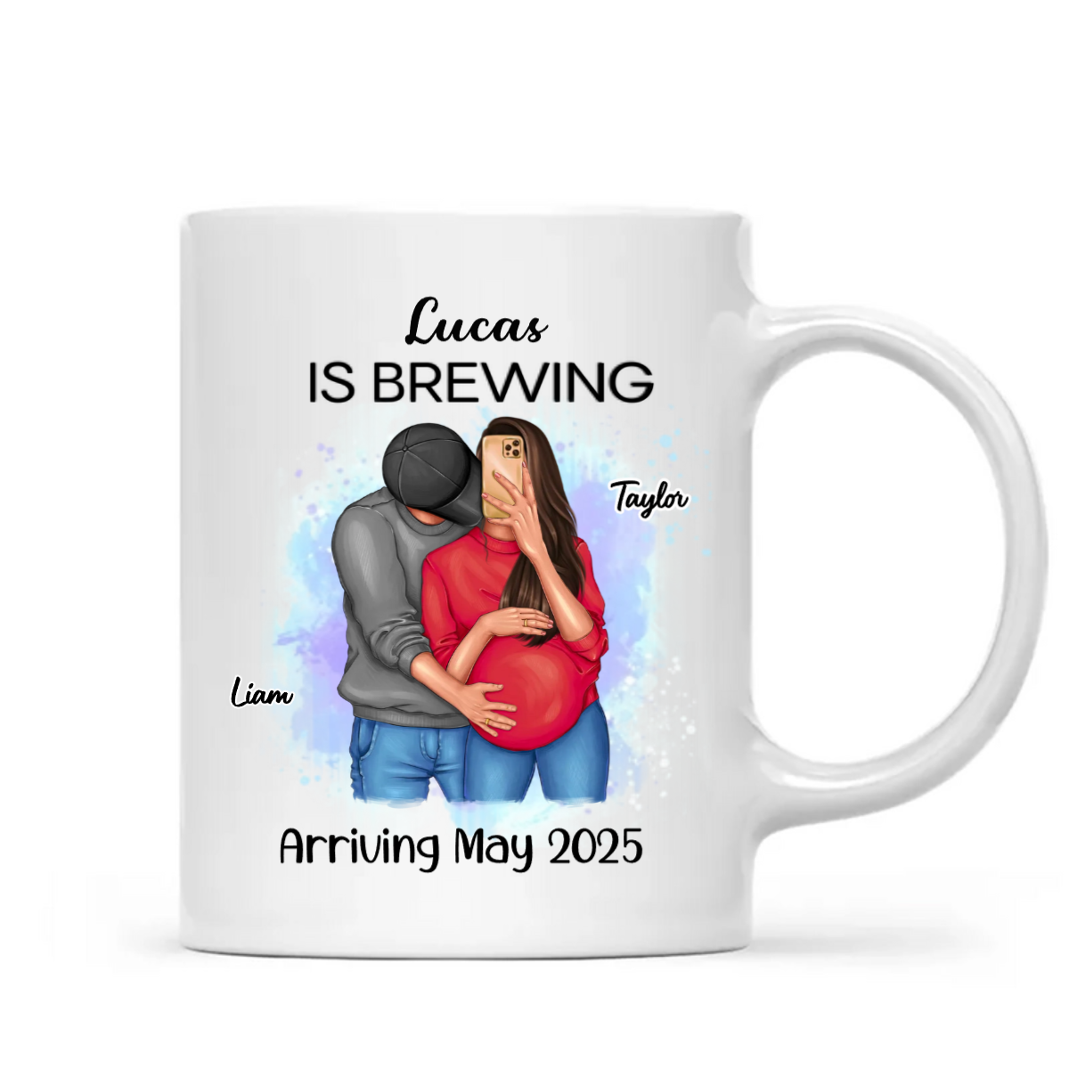 Baby Is Brewing Pregnancy Hugging Couple Personalized Mug Expecting Mom Gift, Expecting Parents Gift, Valentine's Day Gift