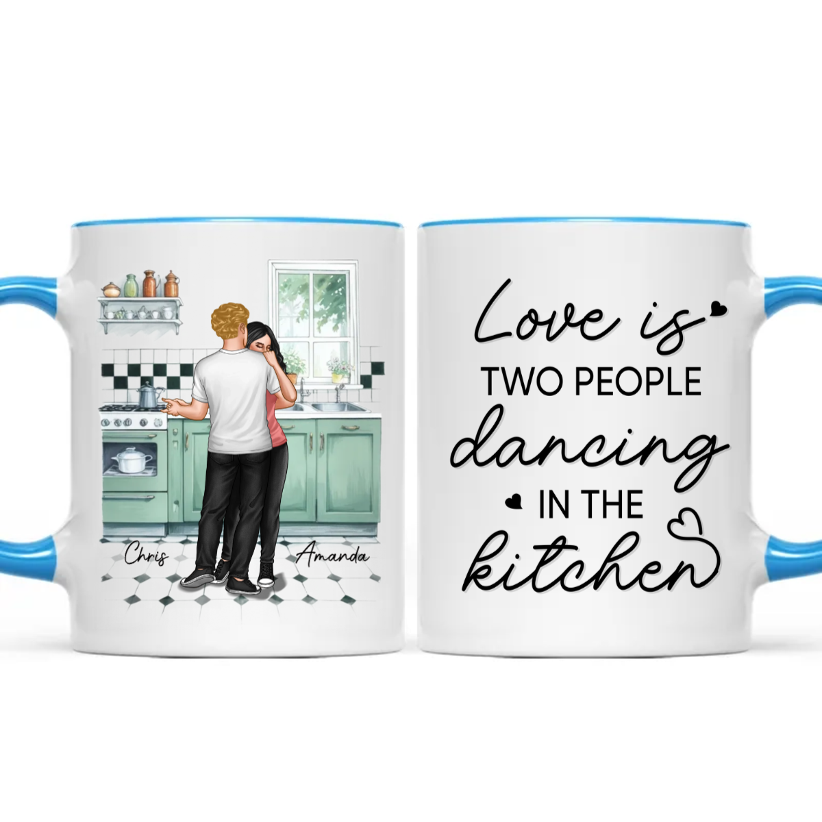 Love Is Two People Dancing In The Kitchen Couple Personalized Mug, Gift For Him, For Her, Boyfriend, Girlfriend, Husband, Wife