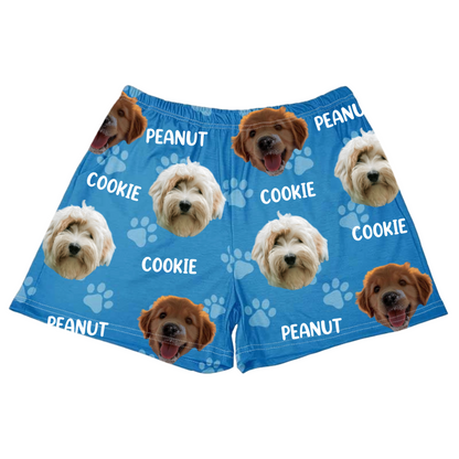 Custom Photo Funny Pet Face Pattern Dog Cat Family - Personalized Pajama Shorts