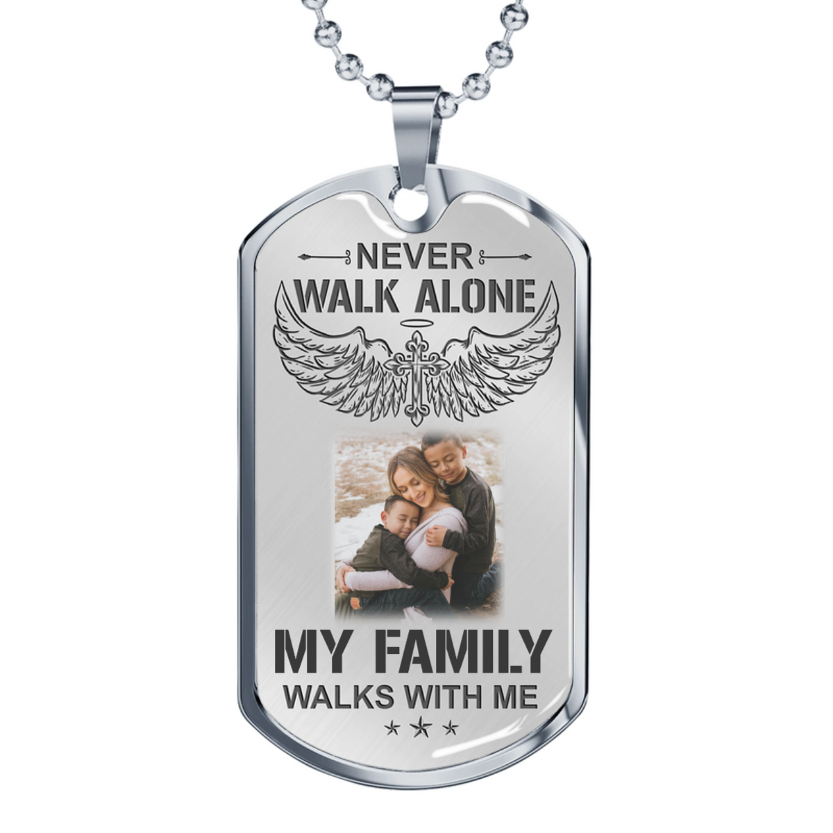 Never Walk Alone My Love Walks With Me, Personalized Dogtag Necklace