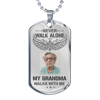 Never Walk Alone My Love Walks With Me, Personalized Dogtag Necklace