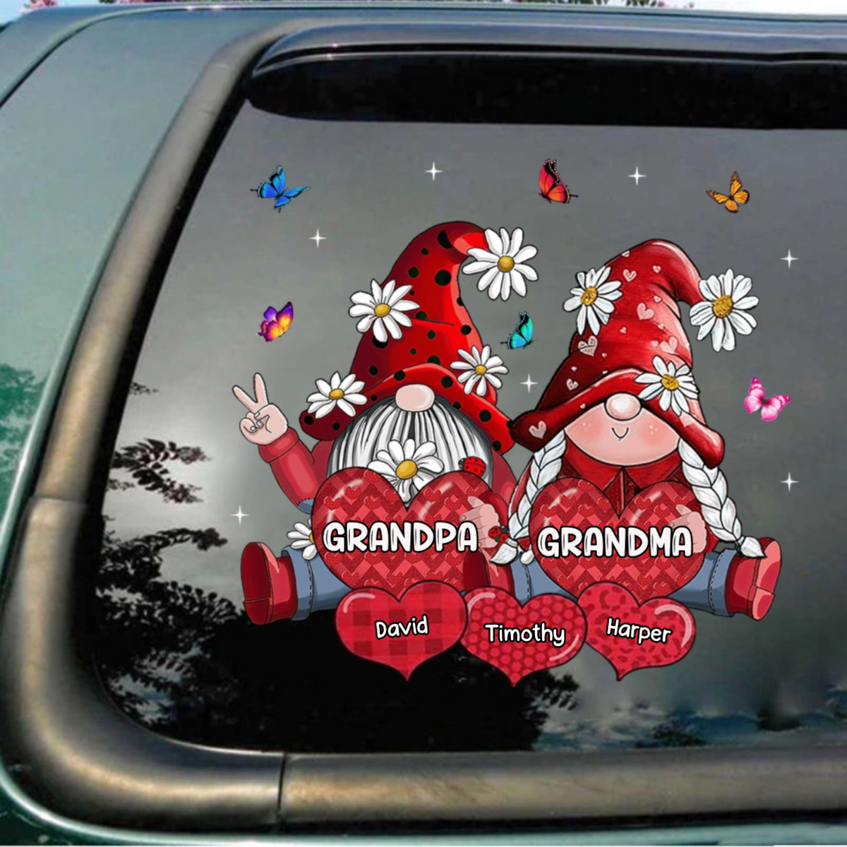 Colorful Grandpa- Grandma Doll Loves Sweet Heart Kids Personalized Decal