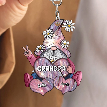 Sparkling Colorful Doll Grandma- Mom With Sweet Heart Kids Personalized Acrylic Keychain