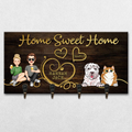 Family Is Complete With Paws And Love - Family Personalized Key Hanger, Key Holder - Gift For Couples, Husband Wife, Anniversary, Pet Owners, Pet Lovers