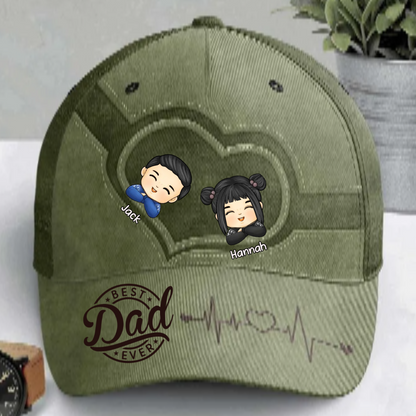 Best Dad Ever - Family Personalized Custom Hat, All Over Print Classic Cap - Father's Day, Gift For Dad, Grandpa