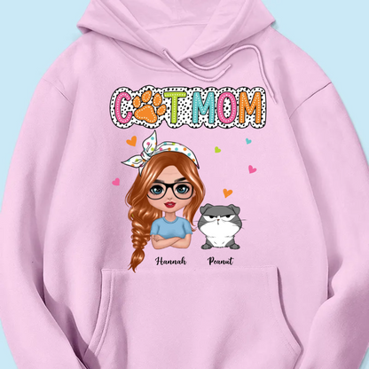 Cat Mom Summer Vibe Dots Sassy Woman & Cute Cats Personalized Shirt