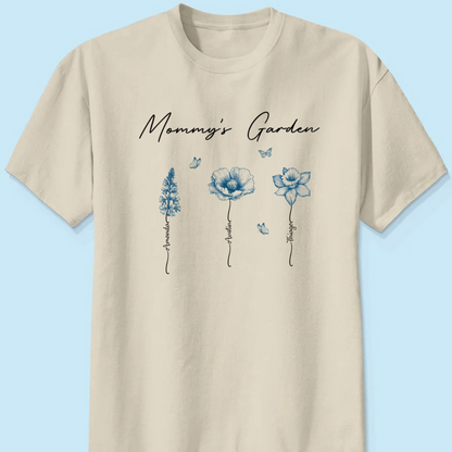 Grandma's Garden Retro Vintage Birthmonth Flowers Personalized Shirt, Grandkids Names Floral Gift for Grandma, Mom