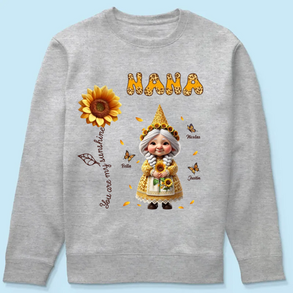 Leopard Sunflower Gnome Grandma Personalized Shirt, Gift For Grandma