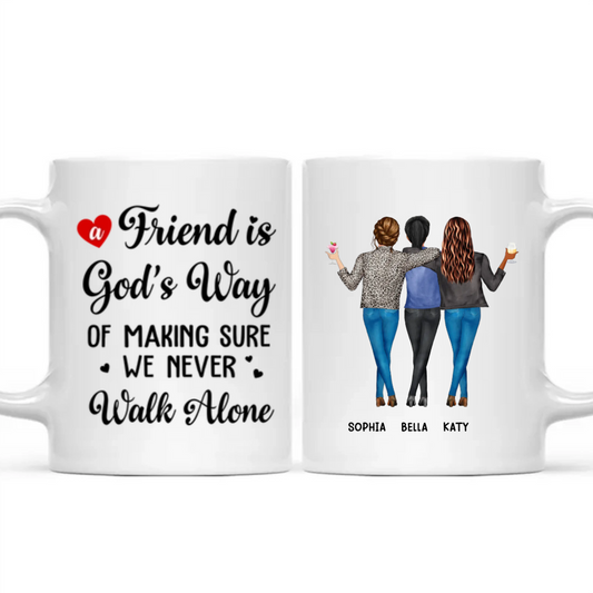 A Friend Is God's Way Besties Best Friend Gift Cup, Friendship Personalized Mug