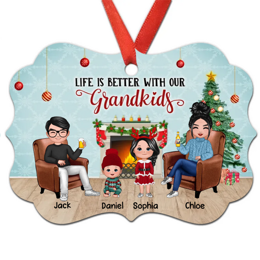 Grandparents Life Is Better With Grandkids Personalized Christmas Ornament