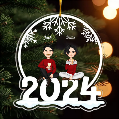 Family Of 3, 4, 5, 6 Jolly Christmas - Personalized 2024 Family Ornament