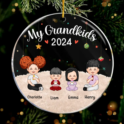 Our Grandkids Christmas - Family Personalized Custom Ornament - Acrylic Round Shaped - Christmas Gift For Family Members