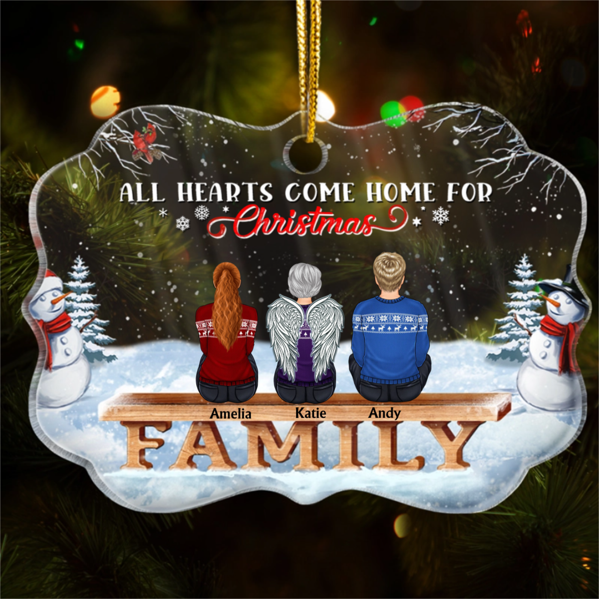 Family Where Begins And Love Never Ends - Memorial Gift - Christmas Gift - Personalized Custom Medallion Acrylic Ornament