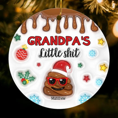 Personalized Gift for Grandpa Little Shit 3D Inflated Effect Circle Acrylic Ornament