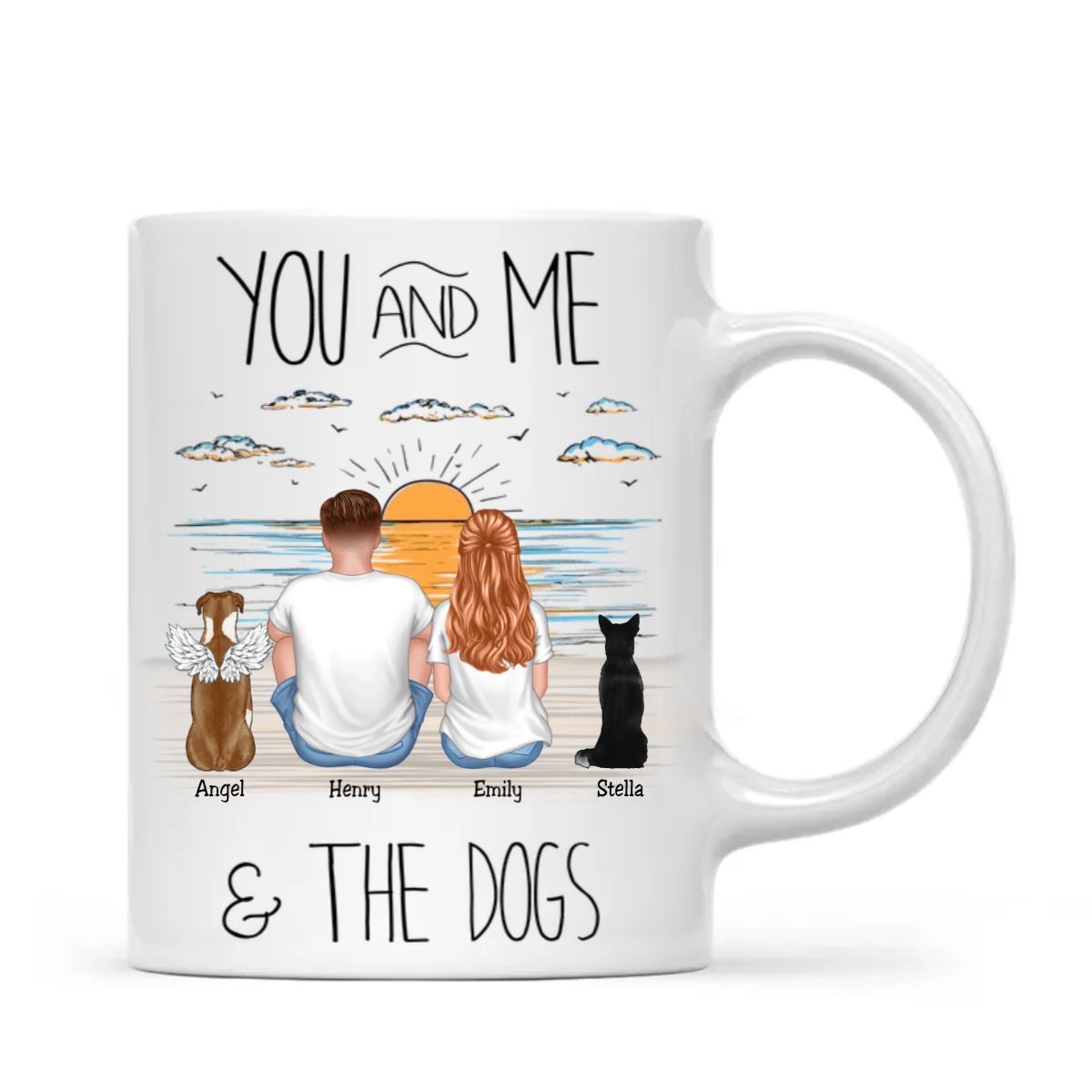 You And Me Beach Outline Personalized Mug, Gift For Him, For Her