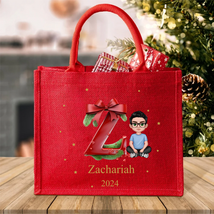 Cartoon Character Holly Bow - Personalized Jute Tote Bag