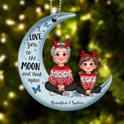 Love To The Moon And Back Christmas Gift For Grandchildren Personalized Acrylic Ornament