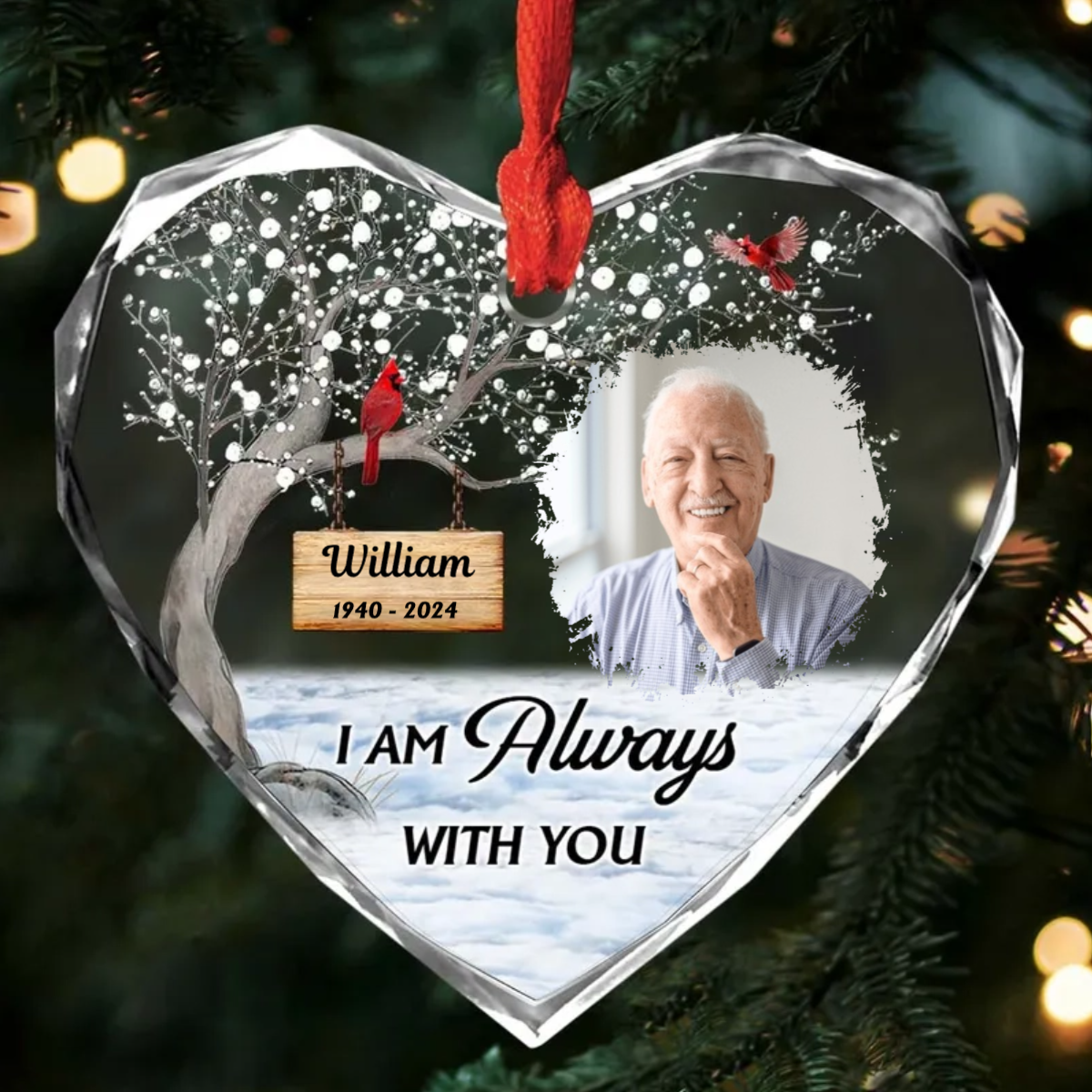 Personalized Memorial Keepsakes Gift I'm Always With You Heart Ornament