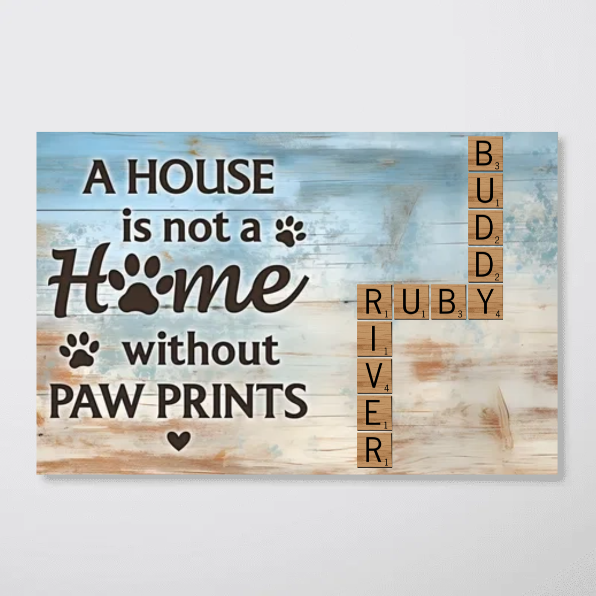 Home With Paw Prints Pet Crossword Puzzle Art Personalized Poster