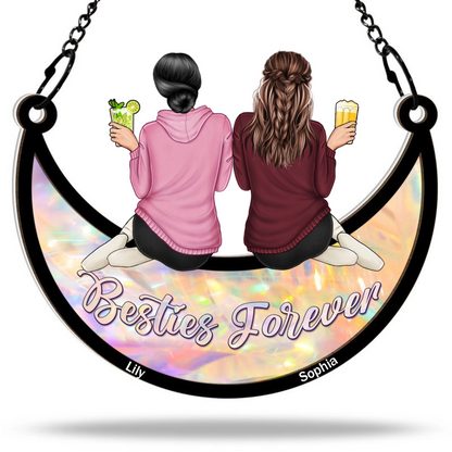 Besties Forever - Personalized Acrylic Window Suncatcher Ornament - Gift For Best Friends, BFF, Sisters