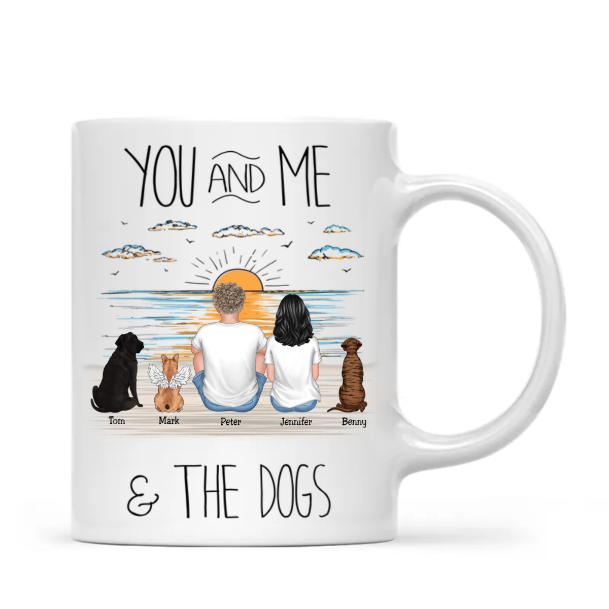 You And Me Beach Outline Personalized Mug, Gift For Him, For Her