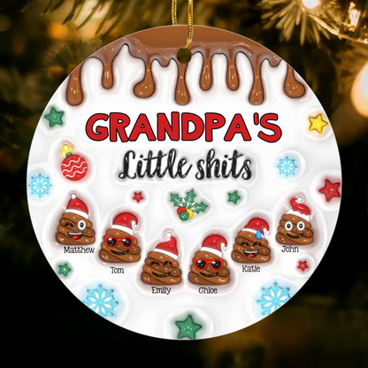 Personalized Gift for Grandpa Little Shit 3D Inflated Effect Circle Acrylic Ornament