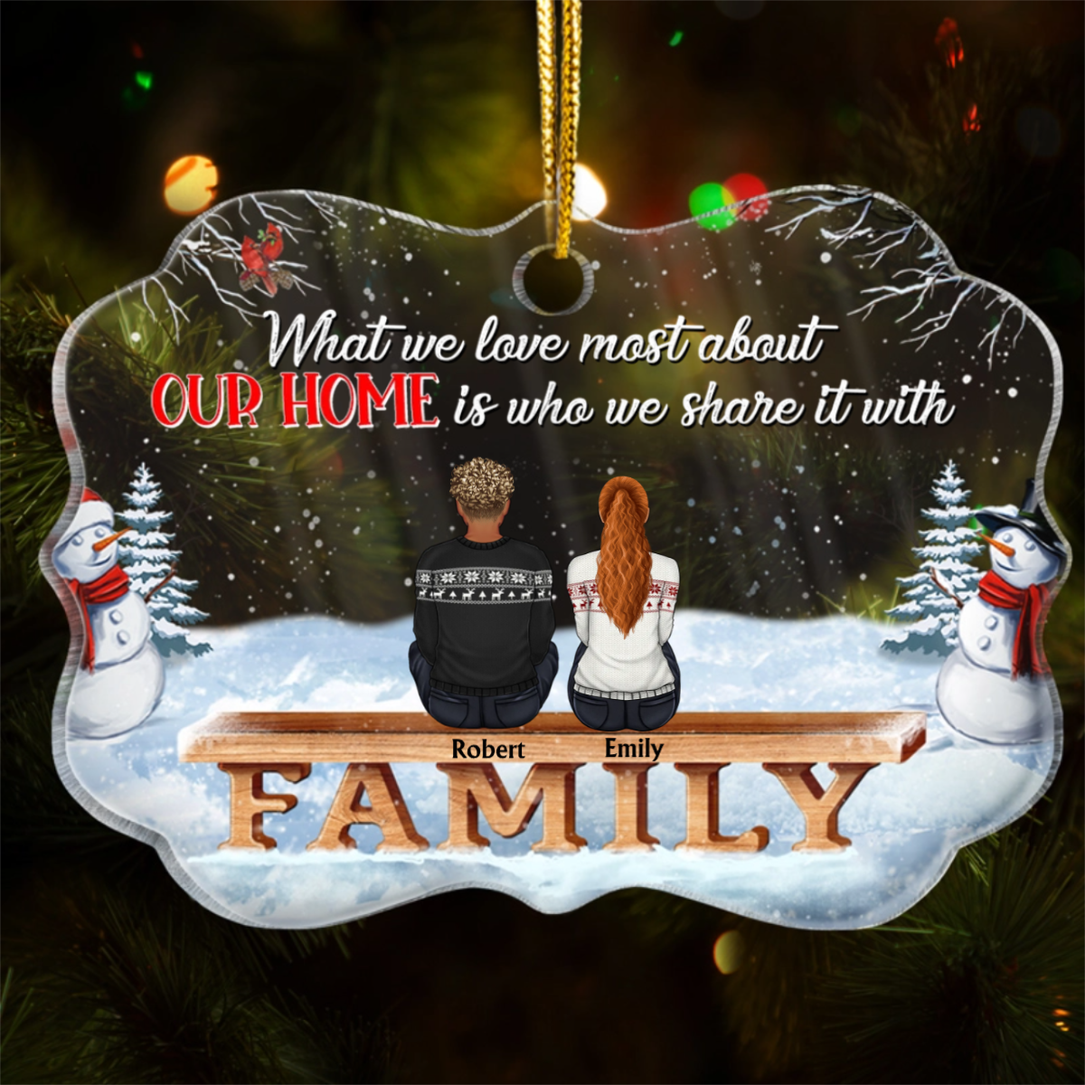 Family Where Begins And Love Never Ends - Memorial Gift - Christmas Gift - Personalized Custom Medallion Acrylic Ornament