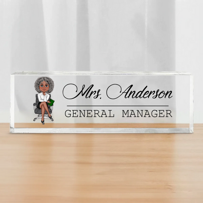 Woman Man Office Personalized Acrylic Desk Name Plate, Office Desk Decor, Gift For Colleagues, Coworkers