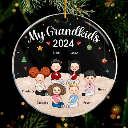 Our Grandkids Christmas - Family Personalized Custom Ornament - Acrylic Round Shaped - Christmas Gift For Family Members