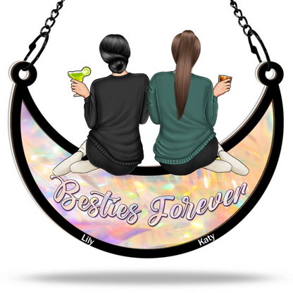 Besties Forever - Personalized Acrylic Window Suncatcher Ornament - Gift For Best Friends, BFF, Sisters