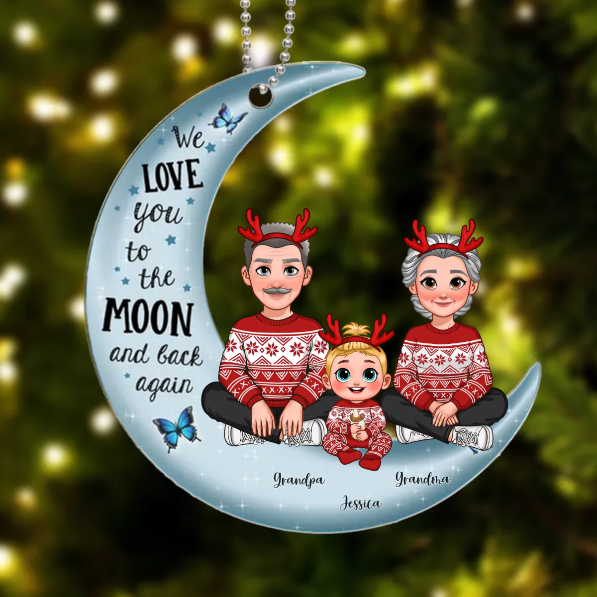 Love To The Moon And Back Christmas Gift For Grandchildren Personalized Acrylic Ornament