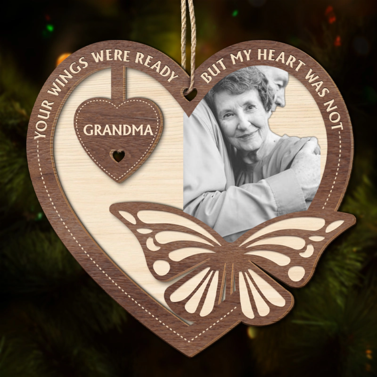 Custom Photo Your Wings Were Ready But Our Hearts Were Not - Personalized Wooden Ornament