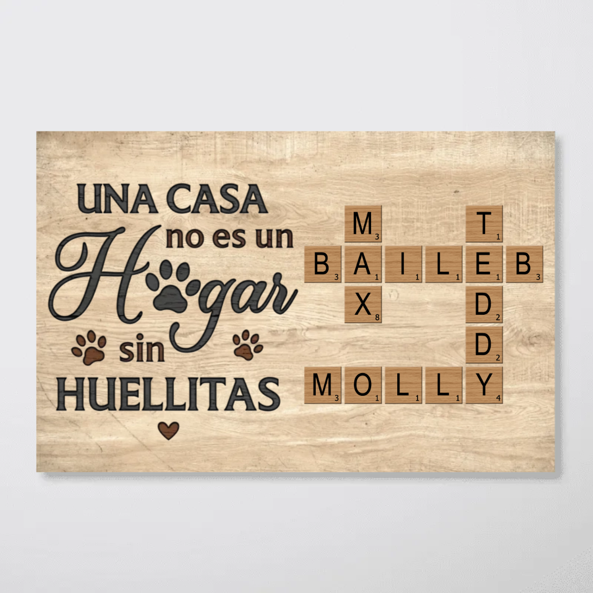 Una Casa No Es Un Hogar Sin Huellitas Crossword Puzzle Art - Personalized Poster - Spanish Version Home Decor For Pet Lovers