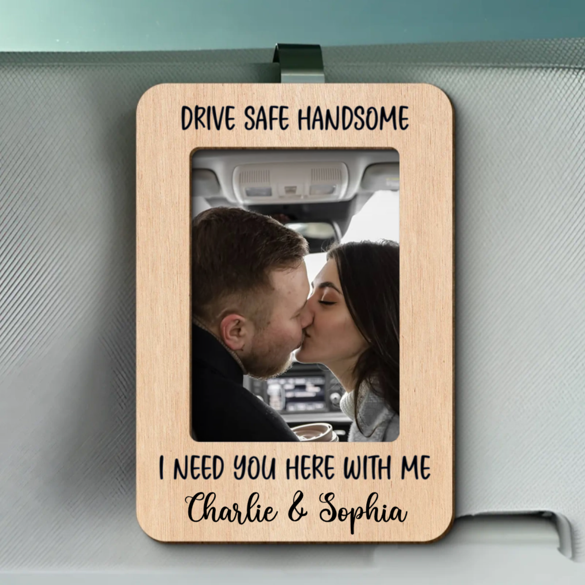 Personalized Couple Photo Car Visor Clip, Valentine's Day Gift for Him