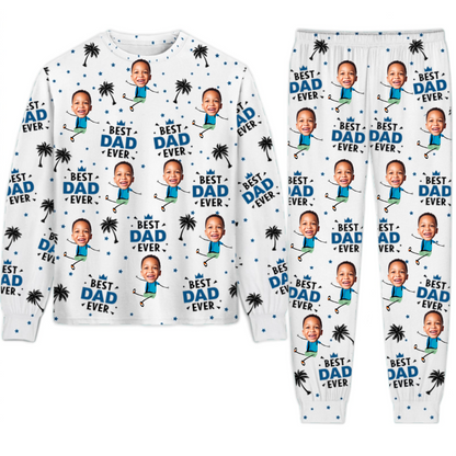 Custom Photo Best Dad Grandpa Ever - Personalized Unisex Pajamas Set