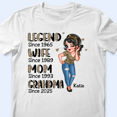 Legend Wife Mom Grandma Leopard Personalized Shirt, Mother's Day Gift For Grandma