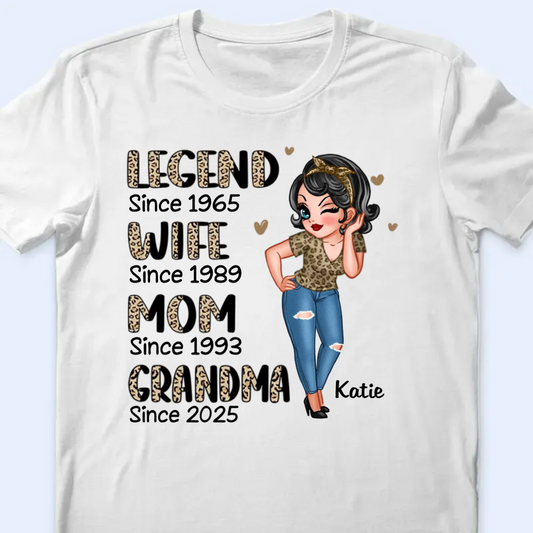 Legend Wife Mom Grandma Leopard Personalized Shirt, Mother's Day Gift For Grandma