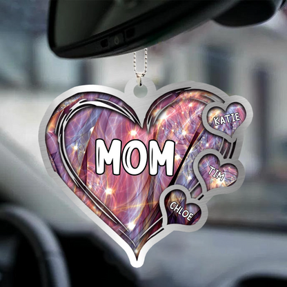 GRANDMA- MOM HEART KIDS, MULTI COLORS PERSONALIZED ACRYLIC ORNAMENT