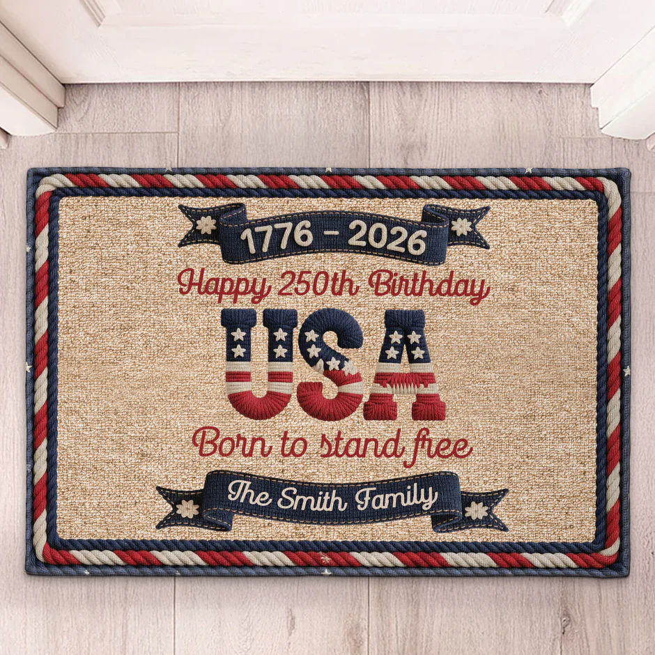 Usa 250Th Birthday Faux Yarn Pattern - Personalized Doormat