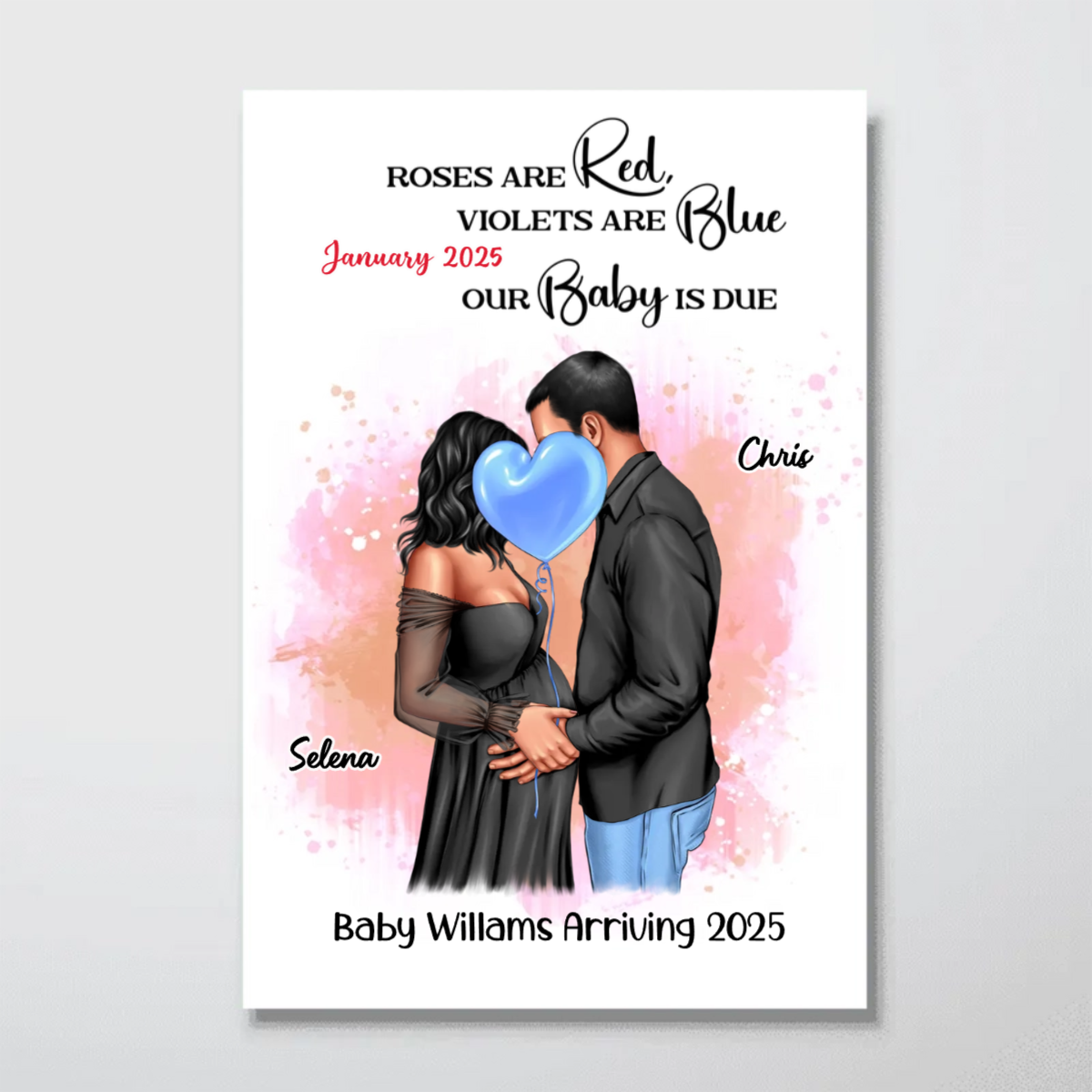 Kissing Couple, Expecting Parents, Pregnancy Couple Personalized Poster, Valentine's Day Gift, Pregnancy Announcement