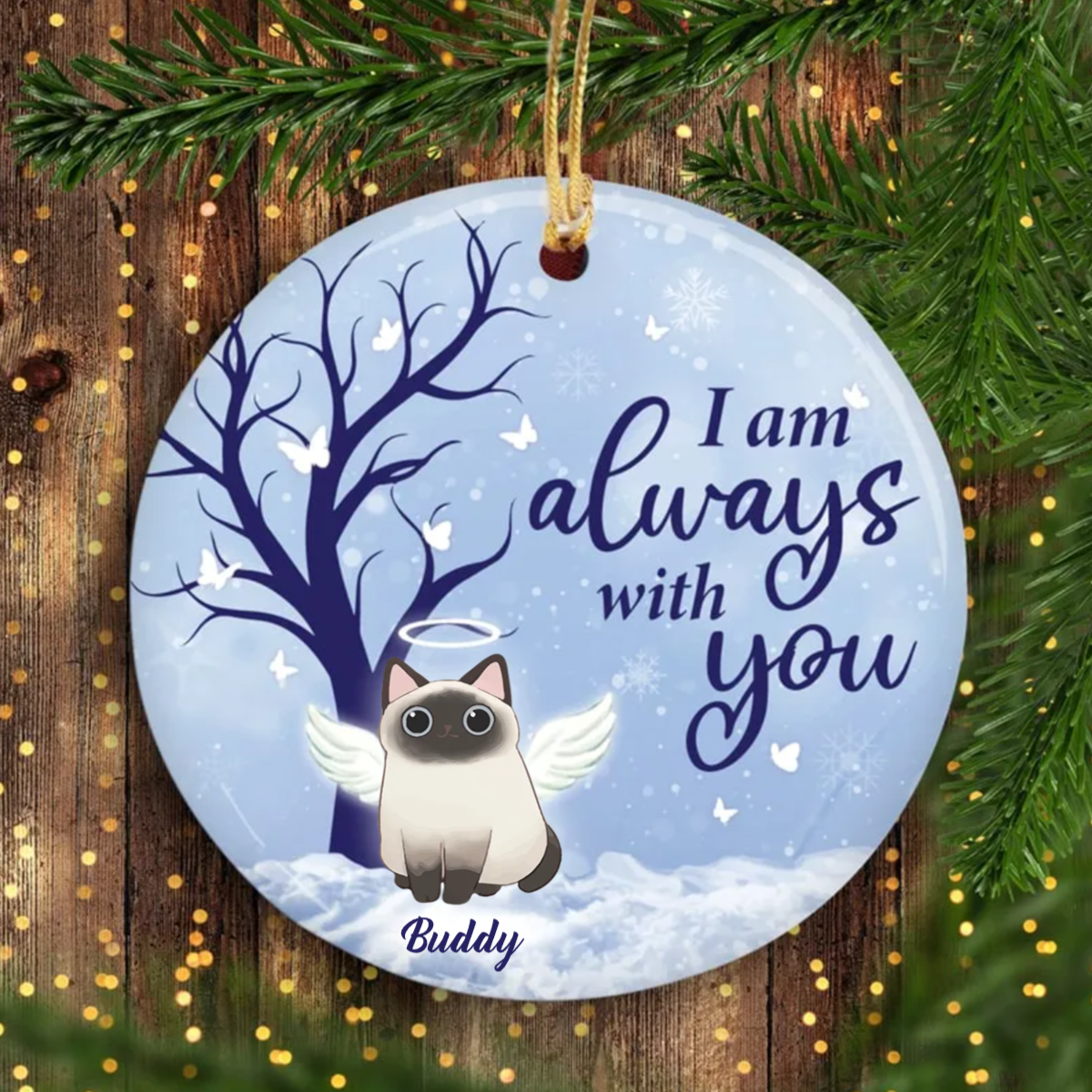 I Am Always With You Personalized Cat Decorative Memorial Ornament