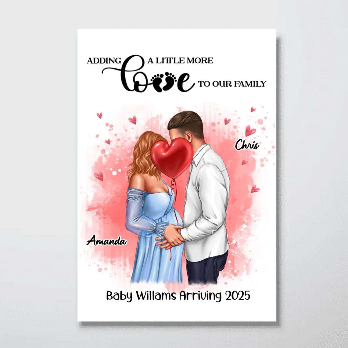 Kissing Couple, Expecting Parents, Pregnancy Couple Personalized Poster, Valentine's Day Gift, Pregnancy Announcement