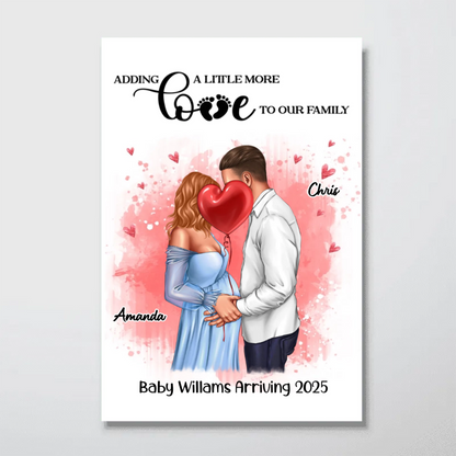 Kissing Couple, Expecting Parents, Pregnancy Couple Personalized Poster, Valentine's Day Gift, Pregnancy Announcement