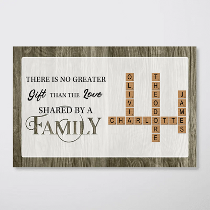 No Greater Gift Than Family Love Crossword Puzzle Art Personalized Poster, Unique & Meaningful Gift For Family